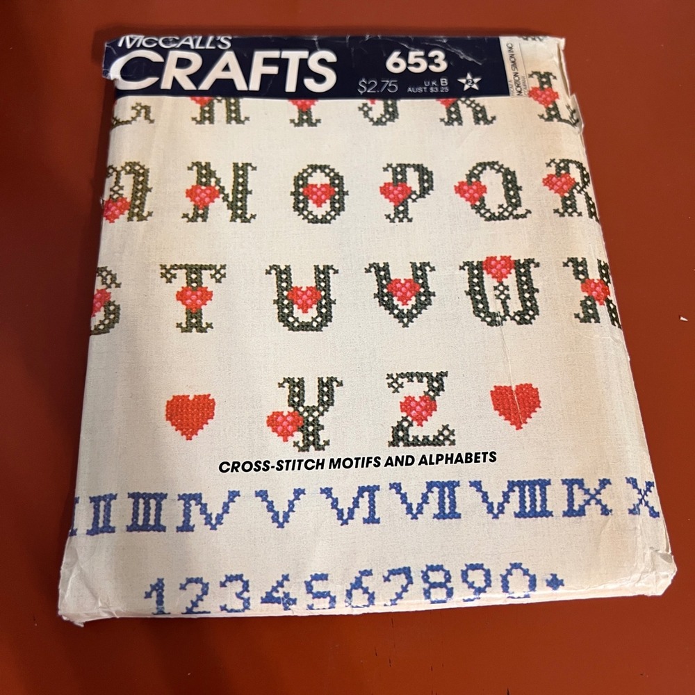 Vintage McCalls Crafts 653 Cross Stitch Motifs Alphabets Transfer Pattern 1980s